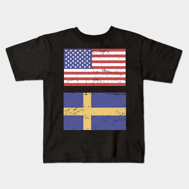 United States Flag & Sweden Flag Kids T-Shirt by Wizardmode